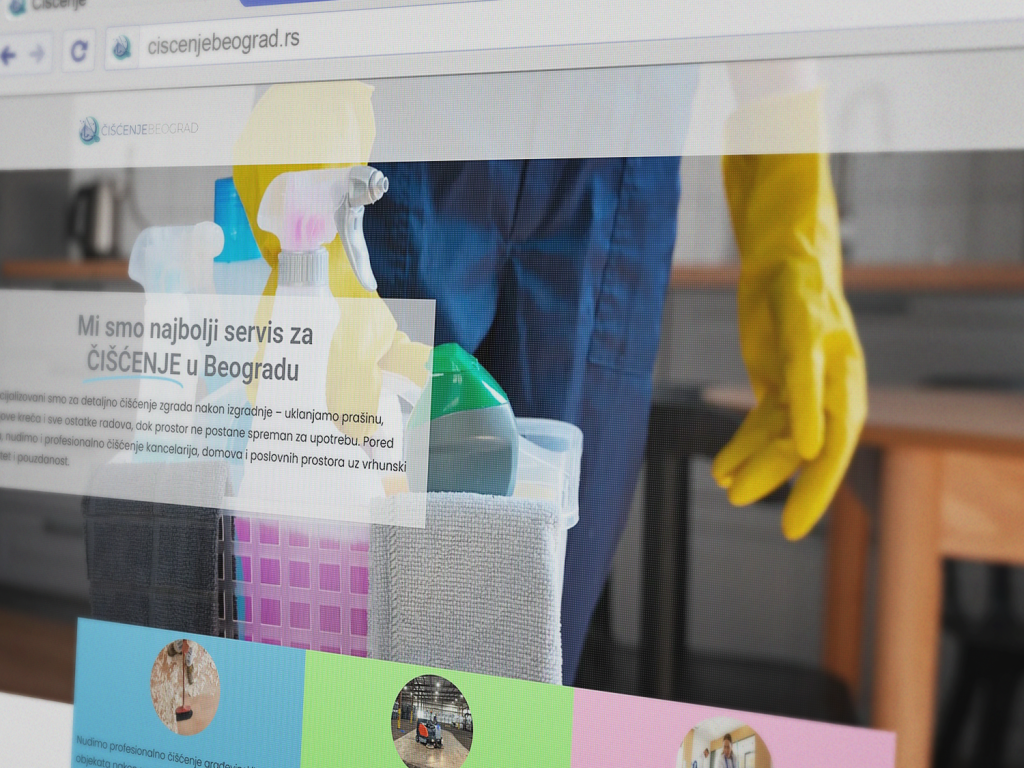 Web sajt Čišćenje Beograd — prikaz naslovne stranice