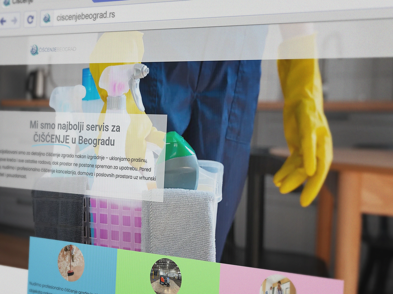 Web sajt Čišćenje Beograd — prikaz naslovne stranice