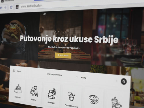 Web sajt Serbia Food — prikaz naslovne stranice